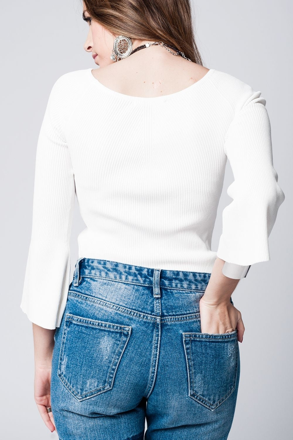 Jersey blanco de punto con textura Q2