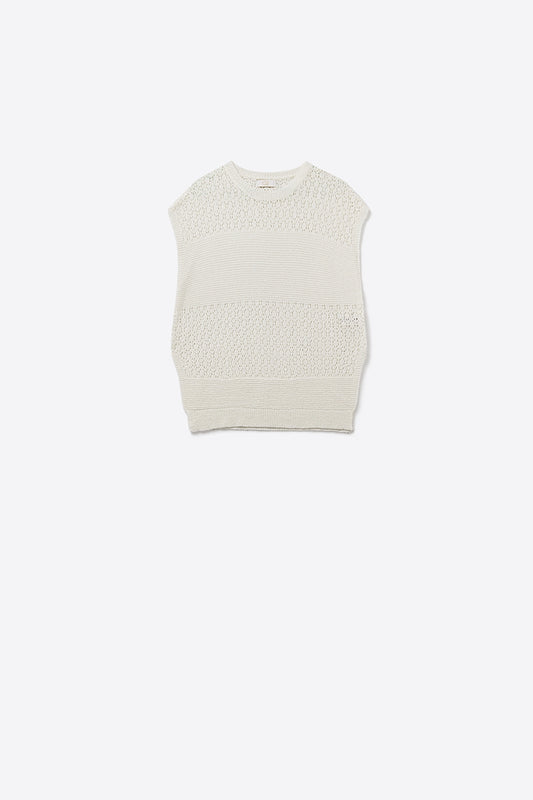 Q2 Jersey blanco de suave punto abierto y mangas caídas