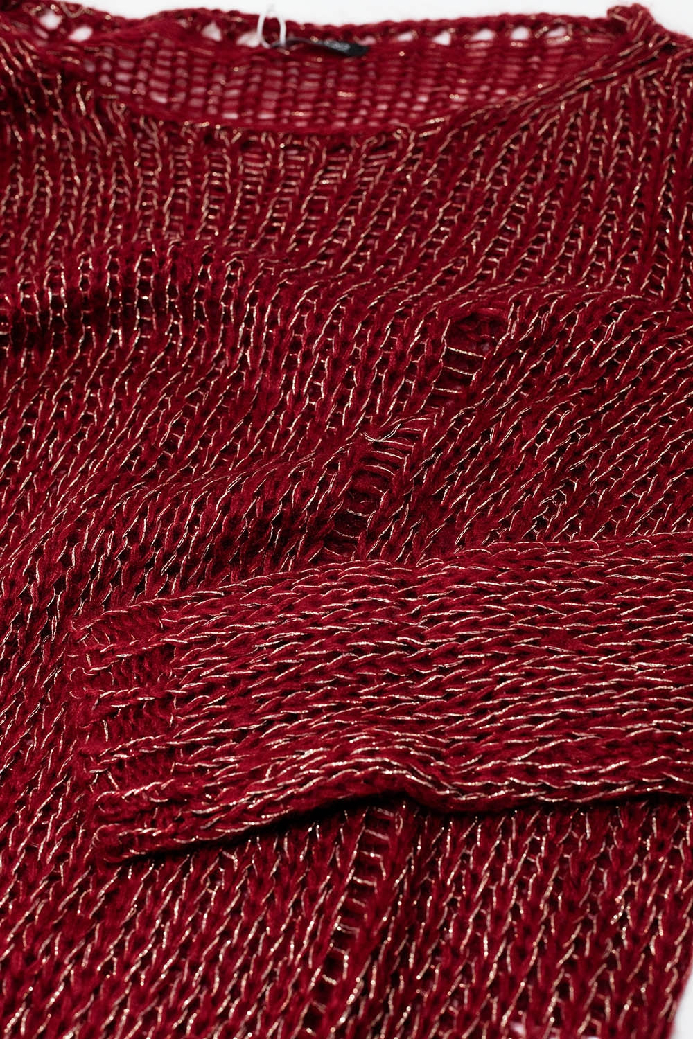 Jersey burdeos de manga larga con detalle de lúrex Q2