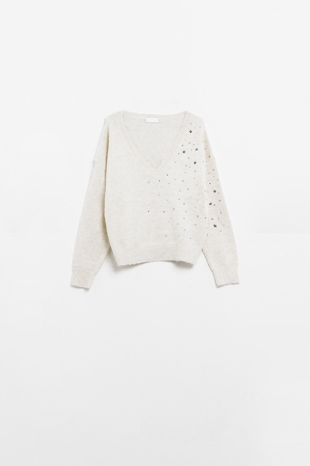 Jersey con cuello de pico adornado con estrellas metálicas Q2