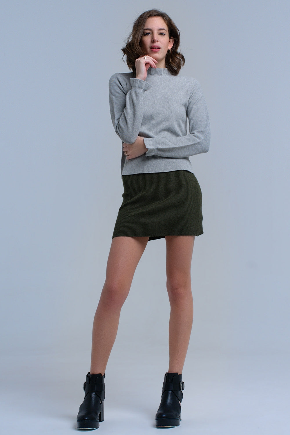 Jersey con volantes en gris Q2