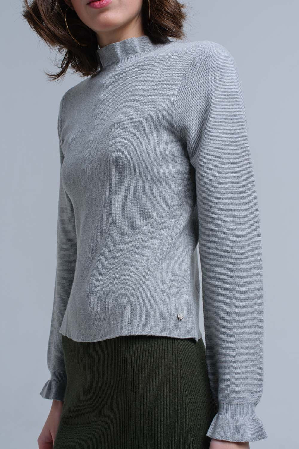 Jersey con volantes en gris Q2