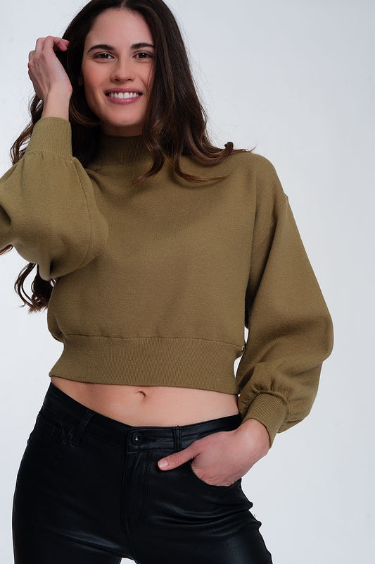 Q2 Jersey corto con cuello alzado color verde