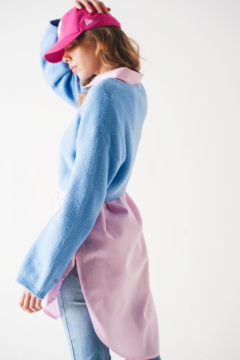 Jersey corto de punto mullido en azul Q2