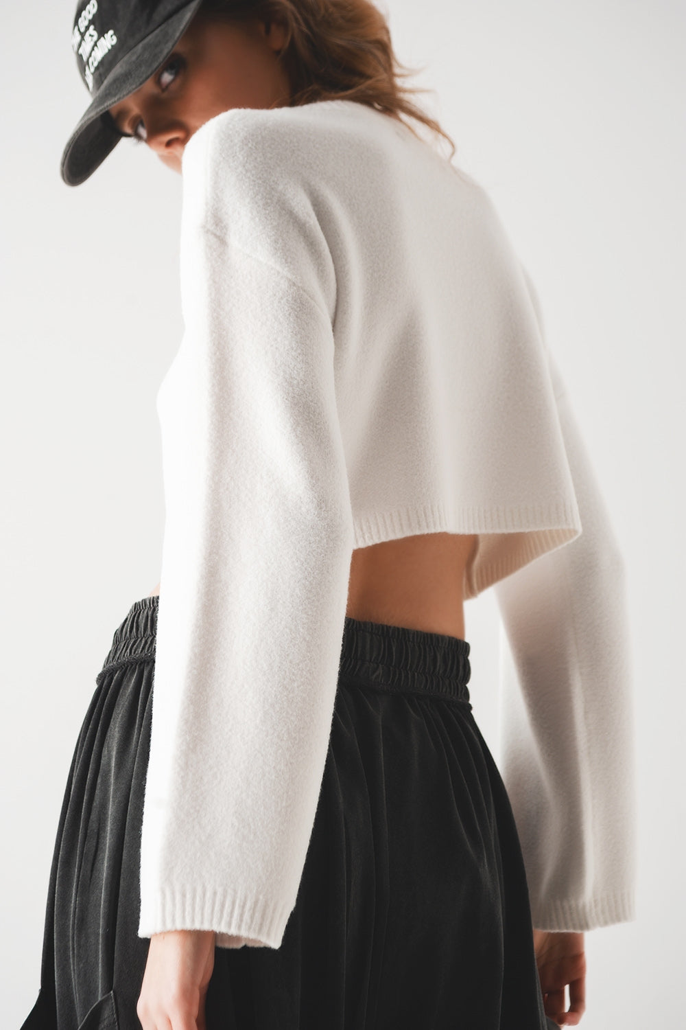 Jersey corto de punto mullido en crema Q2
