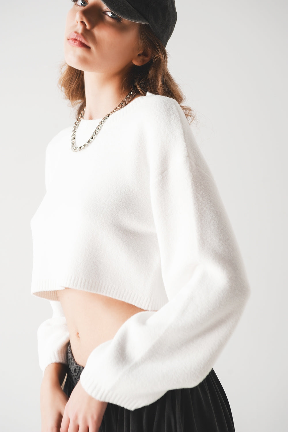 Jersey corto de punto mullido en crema Q2