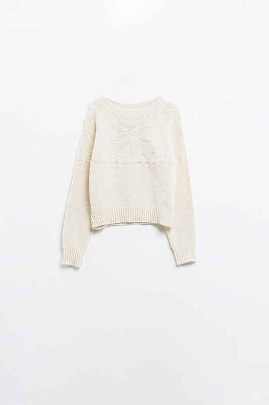 Q2 Jersey crema con detalle navideño