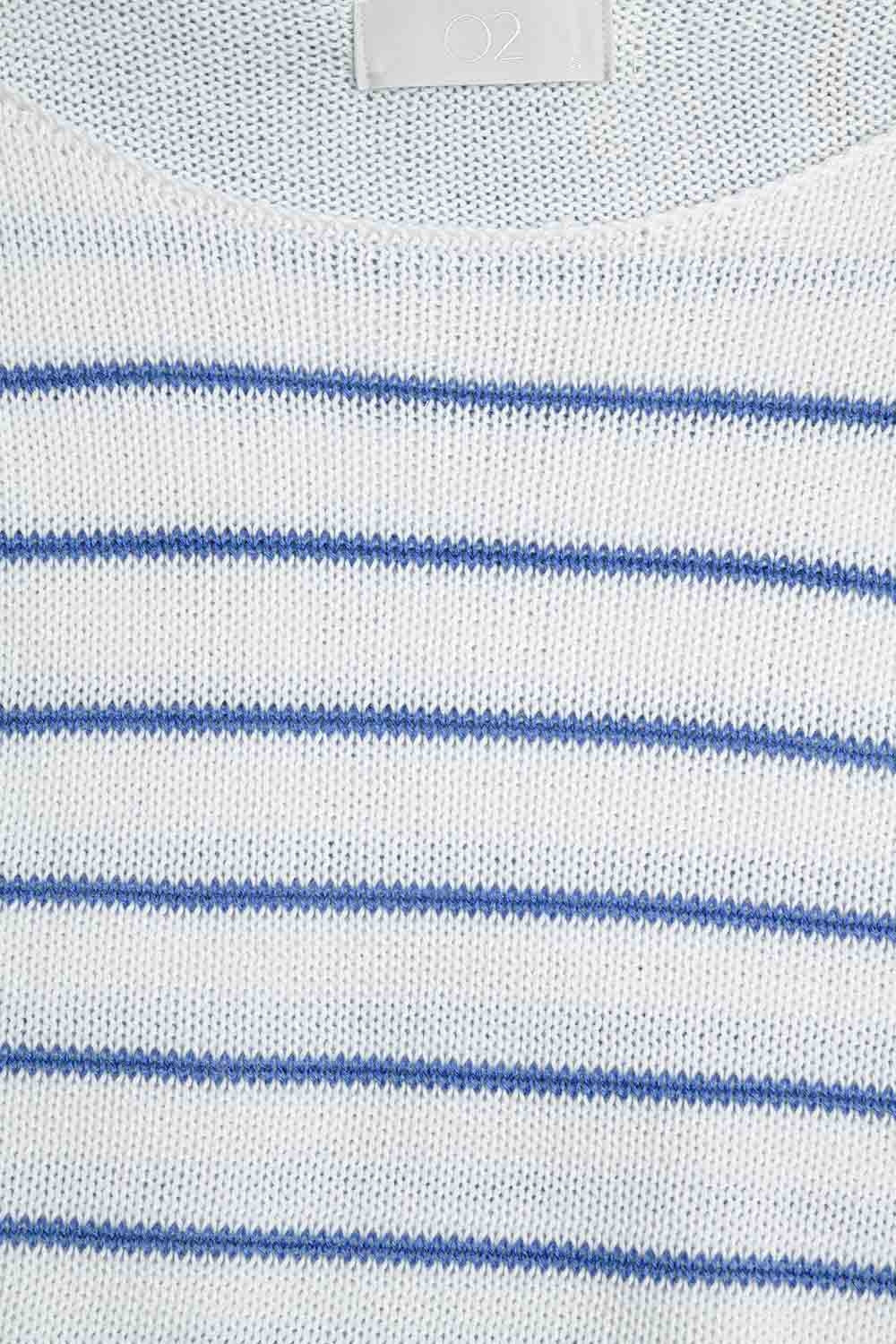Jersey crema con rayas azules de punto fino Q2