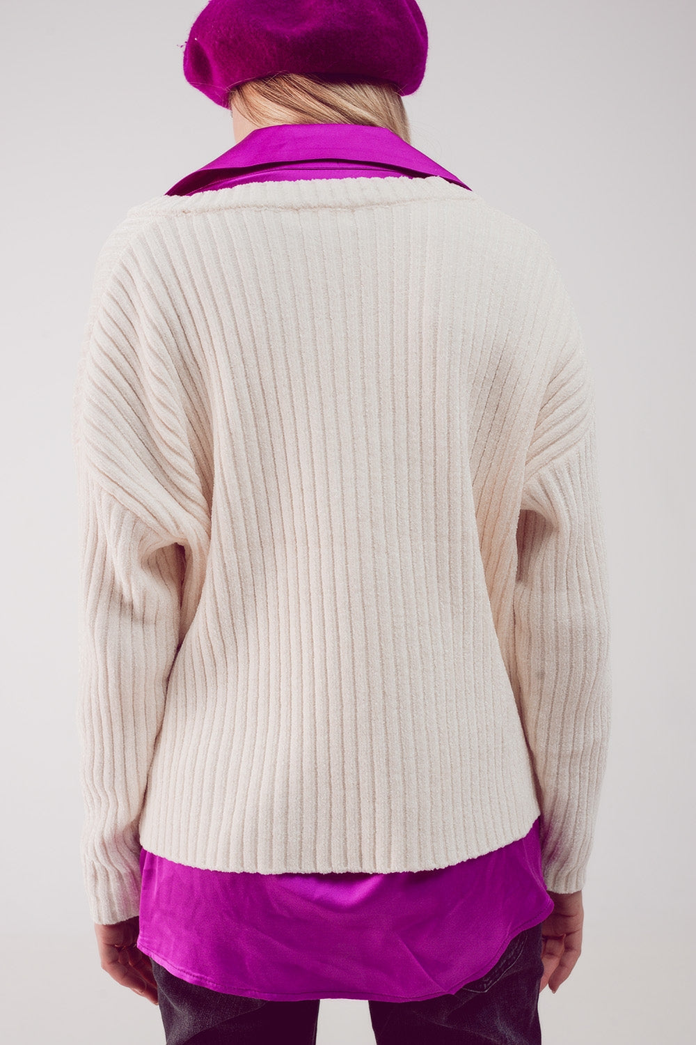 Jersey crema de punto de chenilla Q2