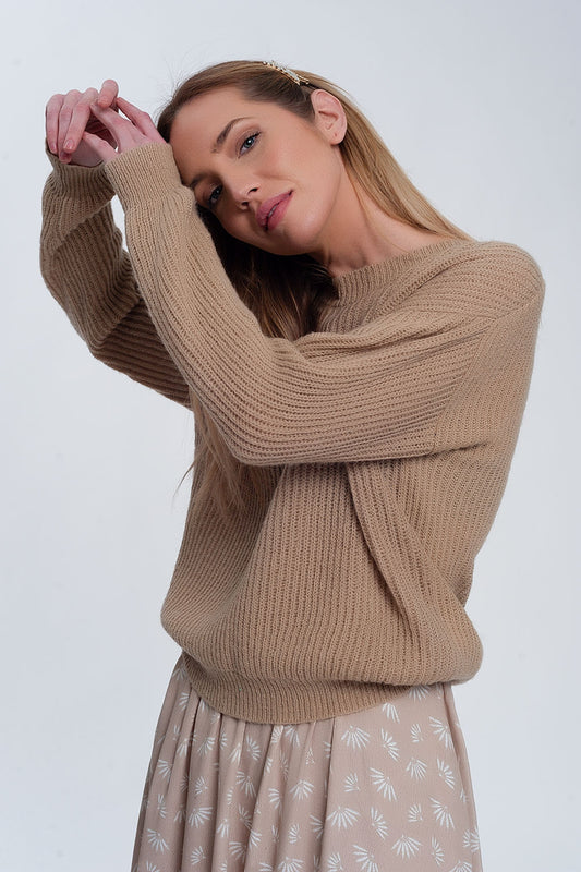 Q2 Jersey de canalé en beige