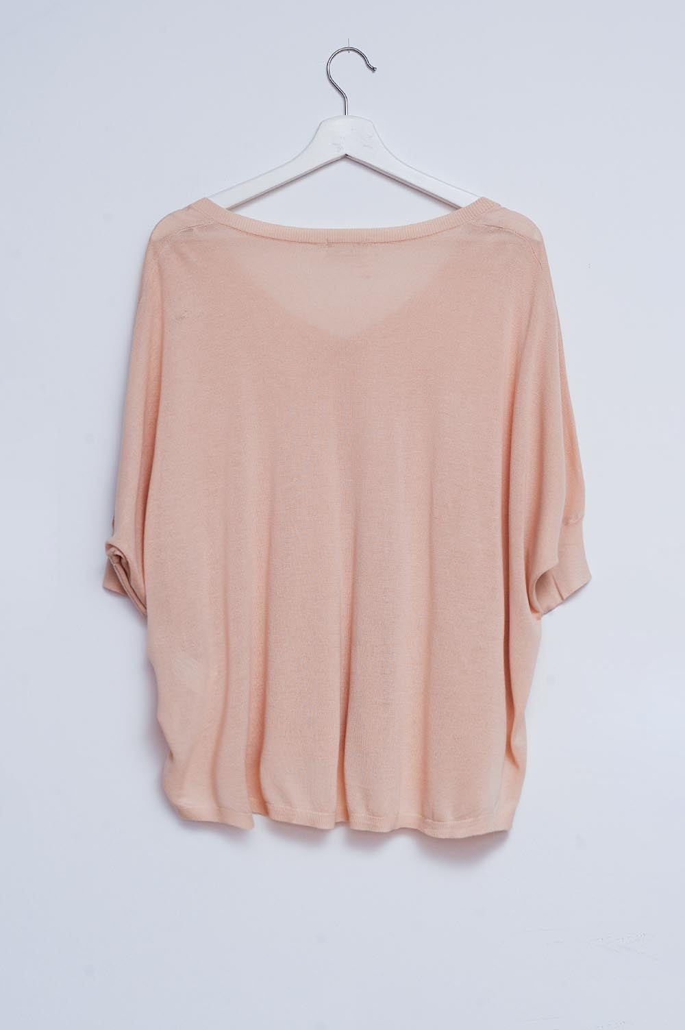 Jersey de corte cuadrado y manga corta en beige Q2