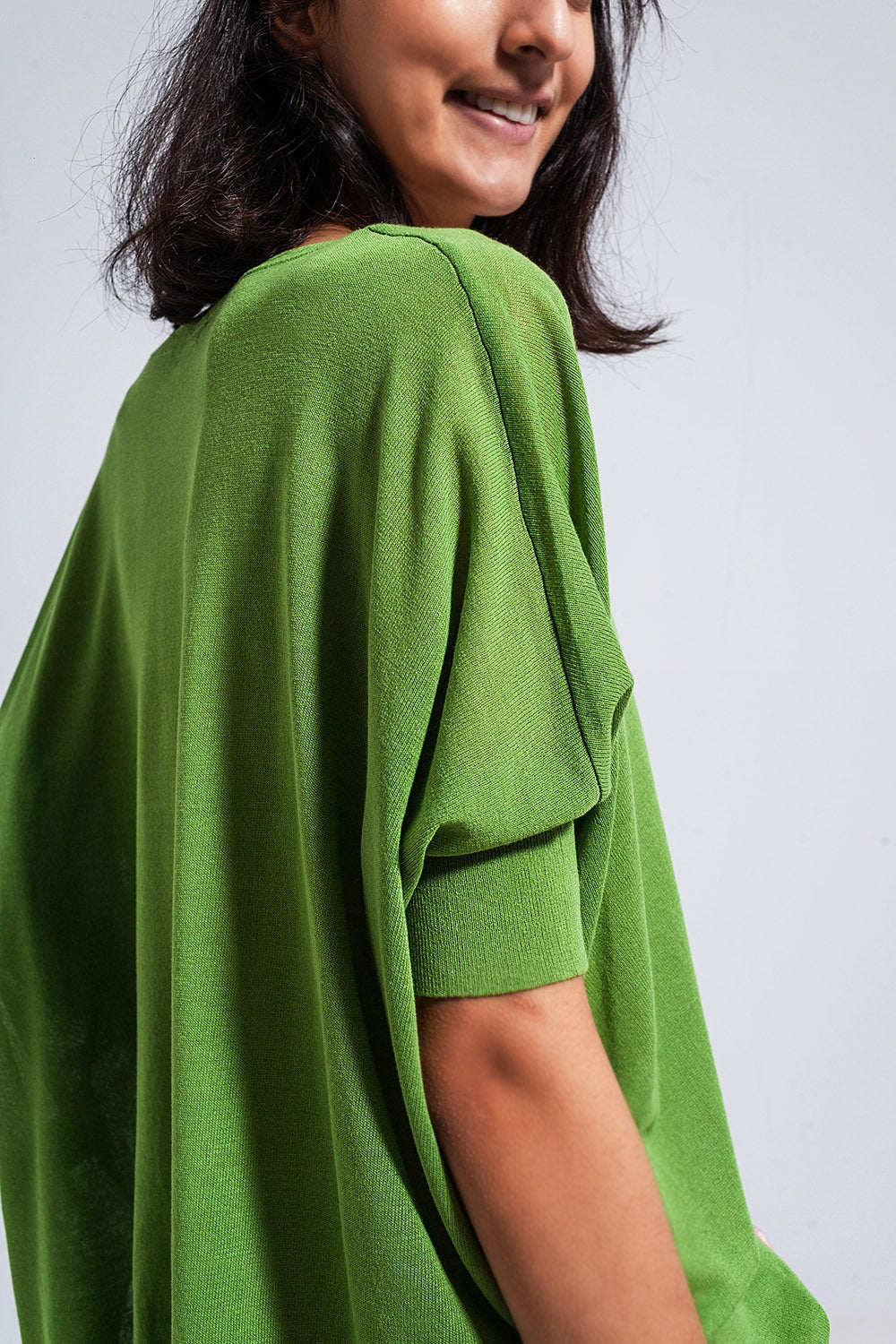 Jersey de corte cuadrado y manga corta en verde Q2