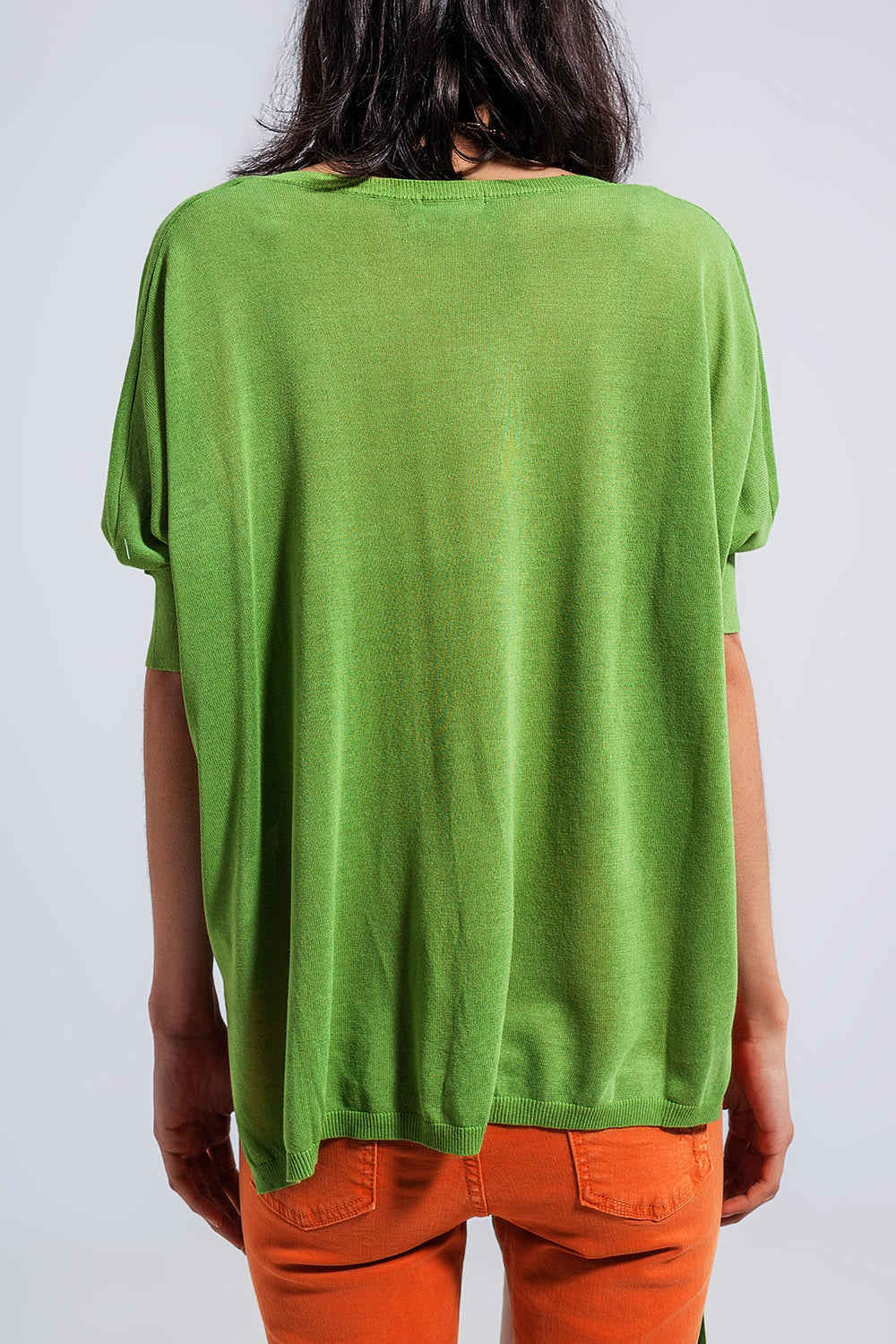 Jersey de corte cuadrado y manga corta en verde Q2