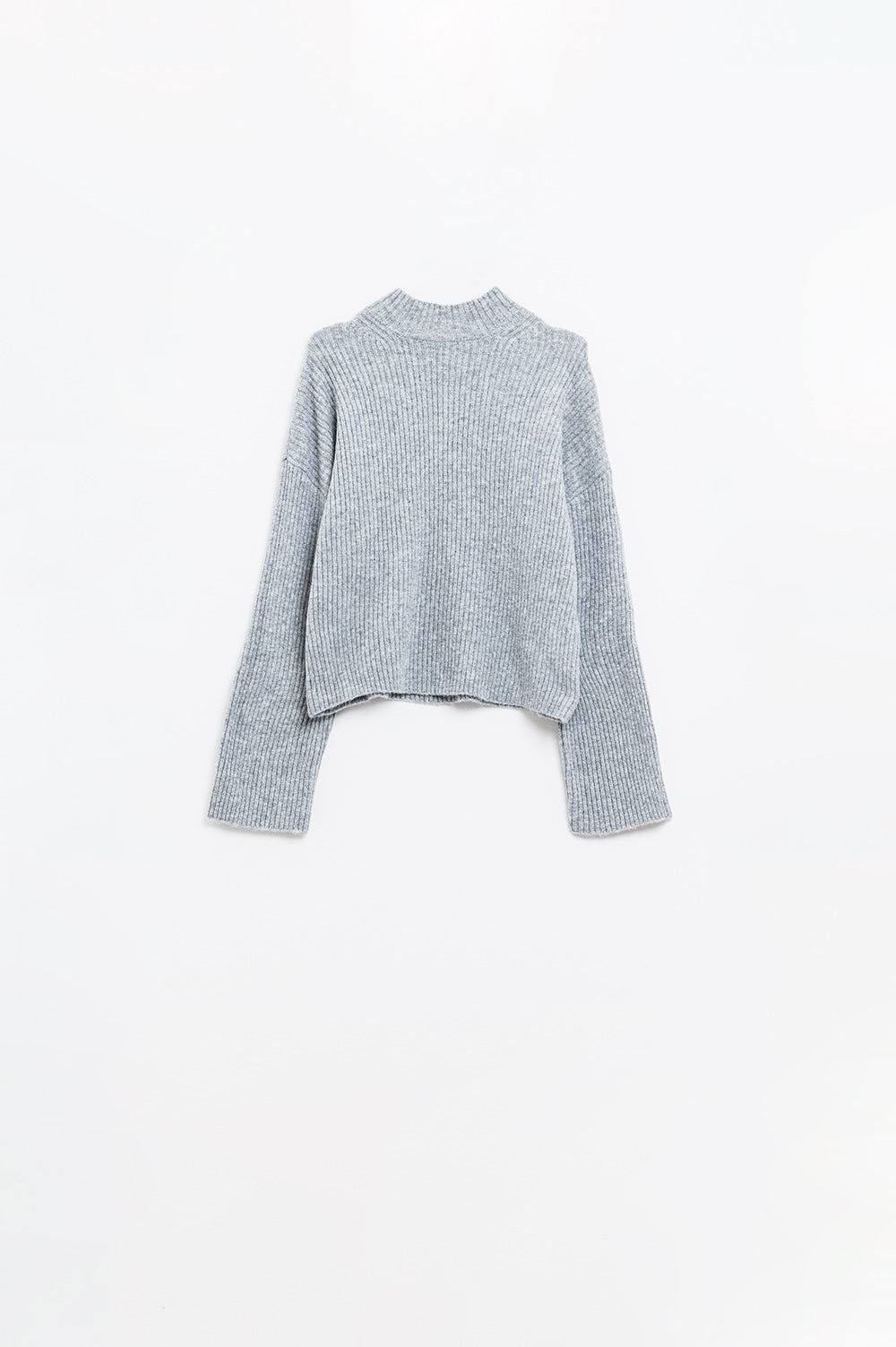 jersey de cuello alto de canalé gris Q2