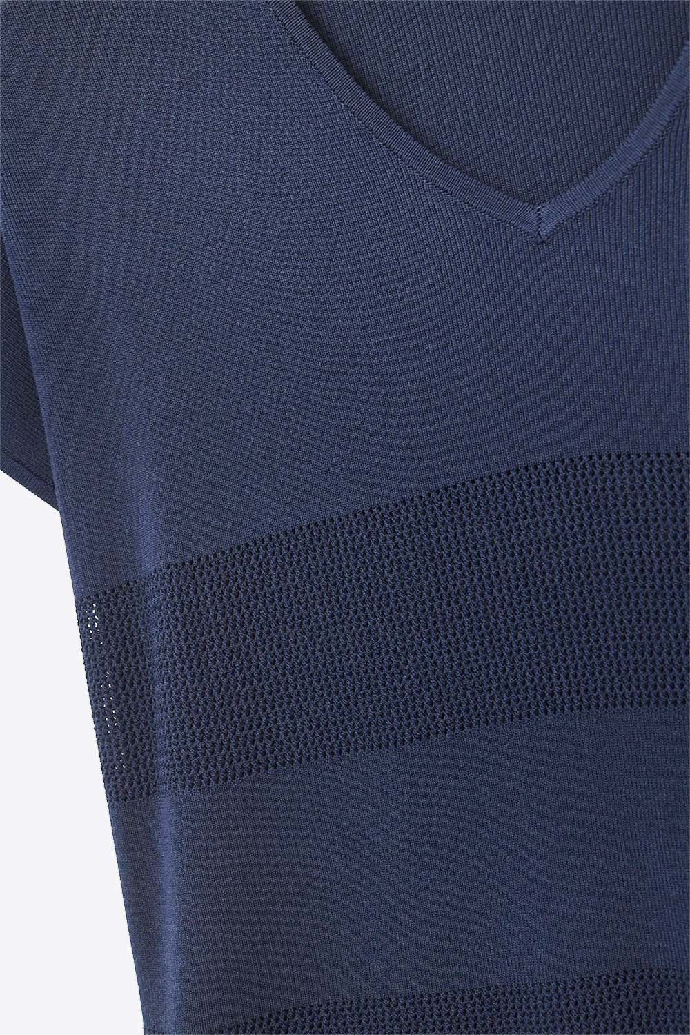 Jersey de punto a rayas azul marino Q2