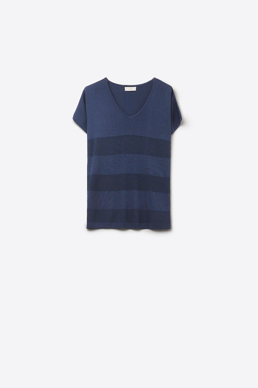 Q2 Jersey de punto a rayas azul marino