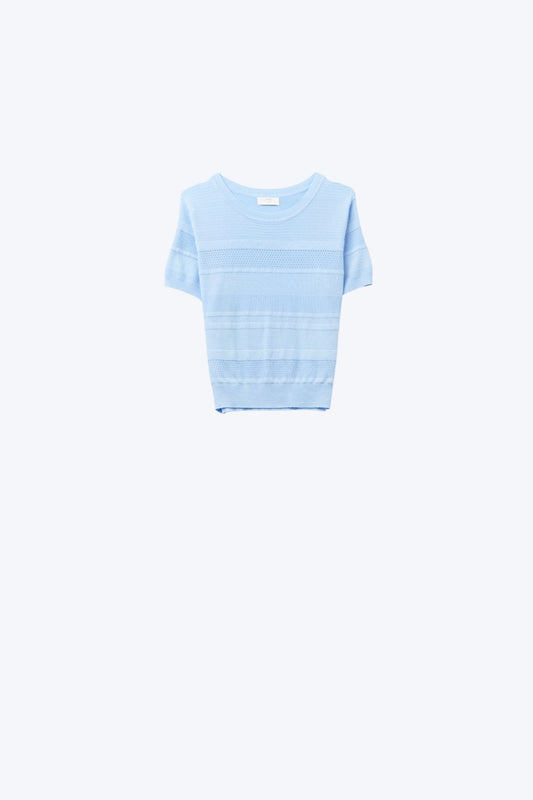 Q2 Jersey de punto a rayas texturizado en azul
