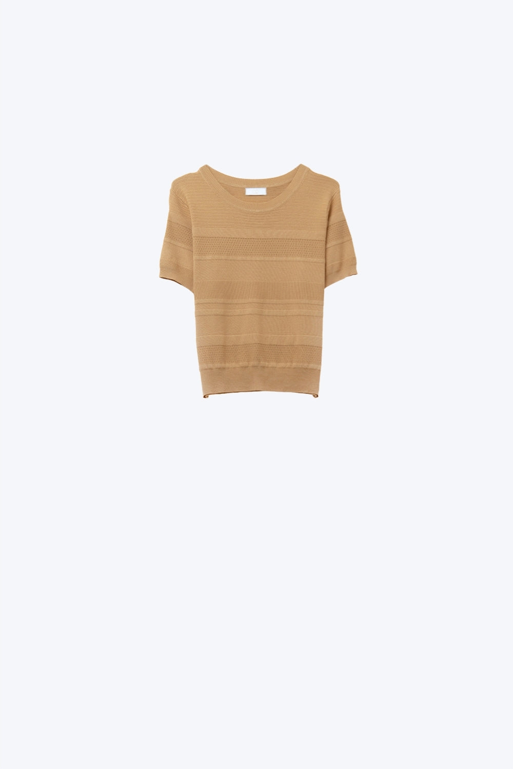 Jersey de punto a rayas texturizado en camel Q2