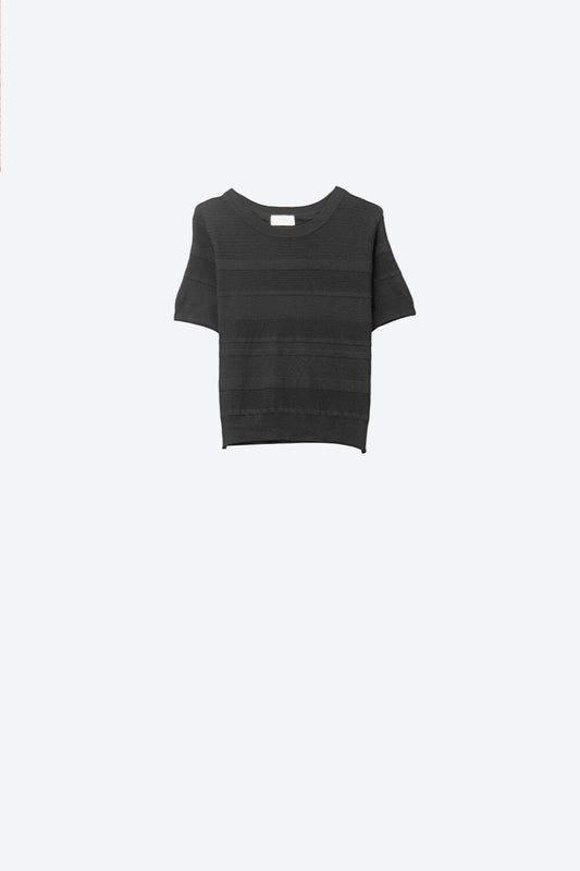 Q2 Jersey de punto a rayas texturizado en negro