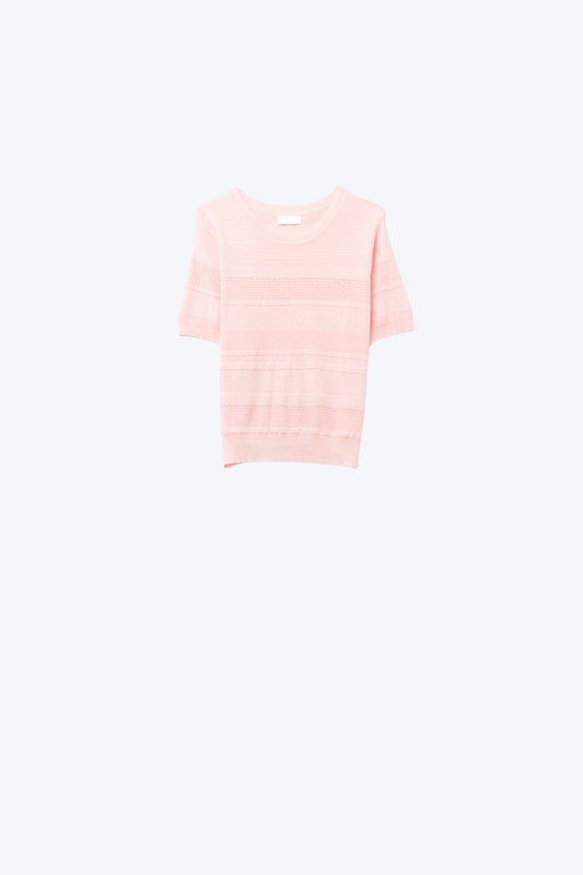 Q2 Jersey de punto a rayas texturizado en rosa