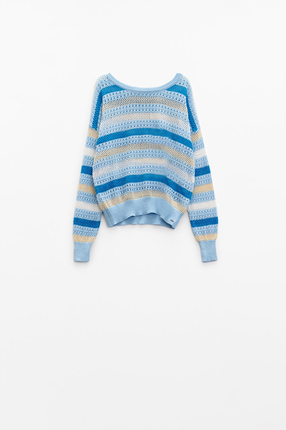 Jersey de punto azul con rayas azules y blancas Q2