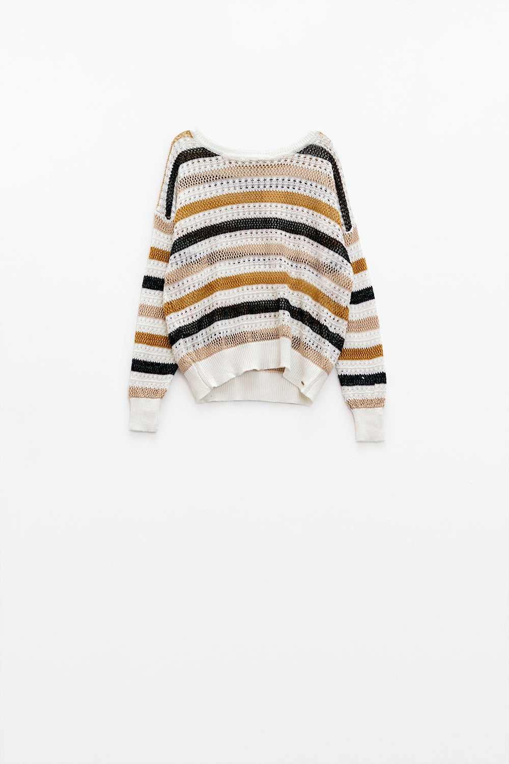 Jersey de punto blanco con rayas multicolores Q2