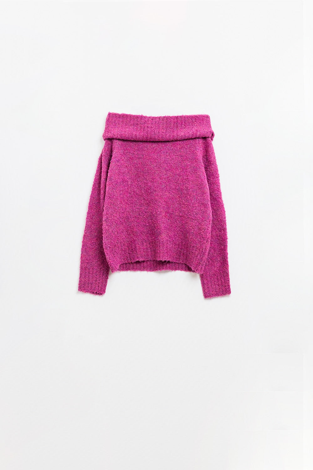 jersey de punto con cuello barco en fucsia Q2
