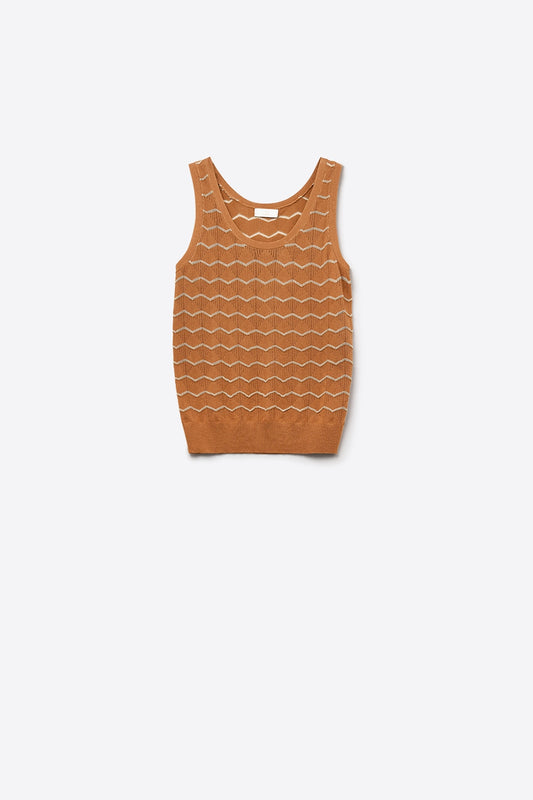 Q2 Jersey de punto con dibujo de zigzag dorado