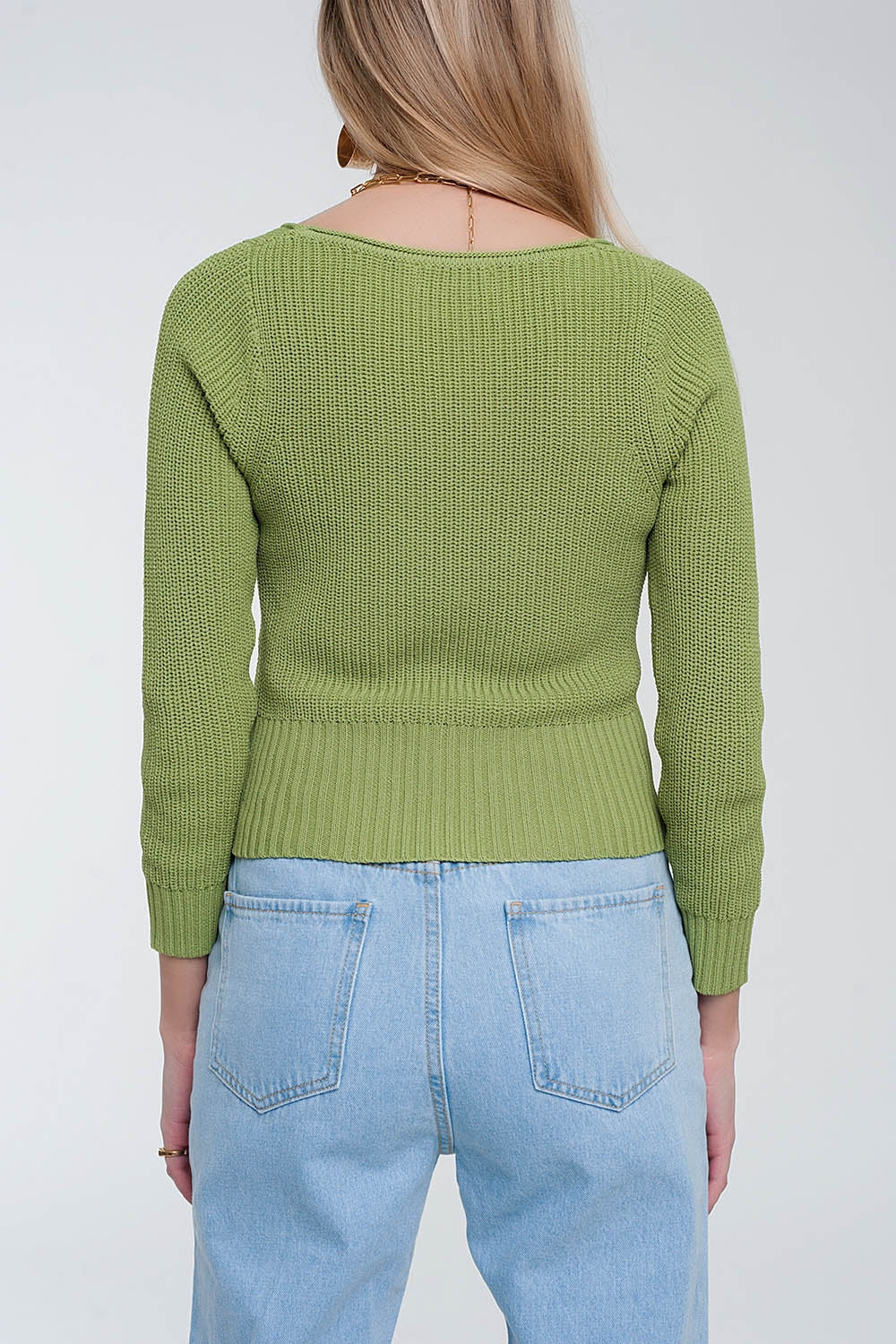 Jersey de punto de croché en verde Q2
