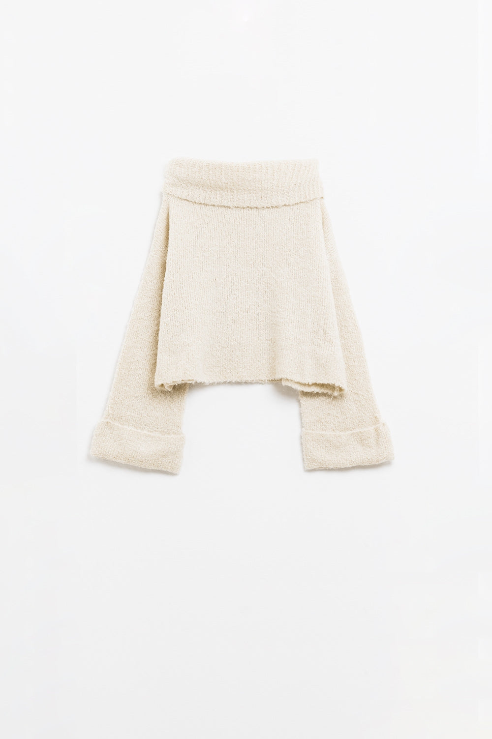 jersey de punto esponjoso de cuello alto en crudo Q2