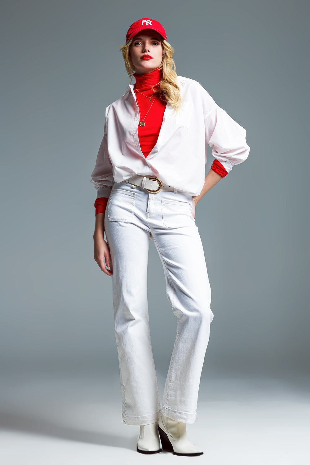 Jersey de punto fino y cuello alto en rojo Q2