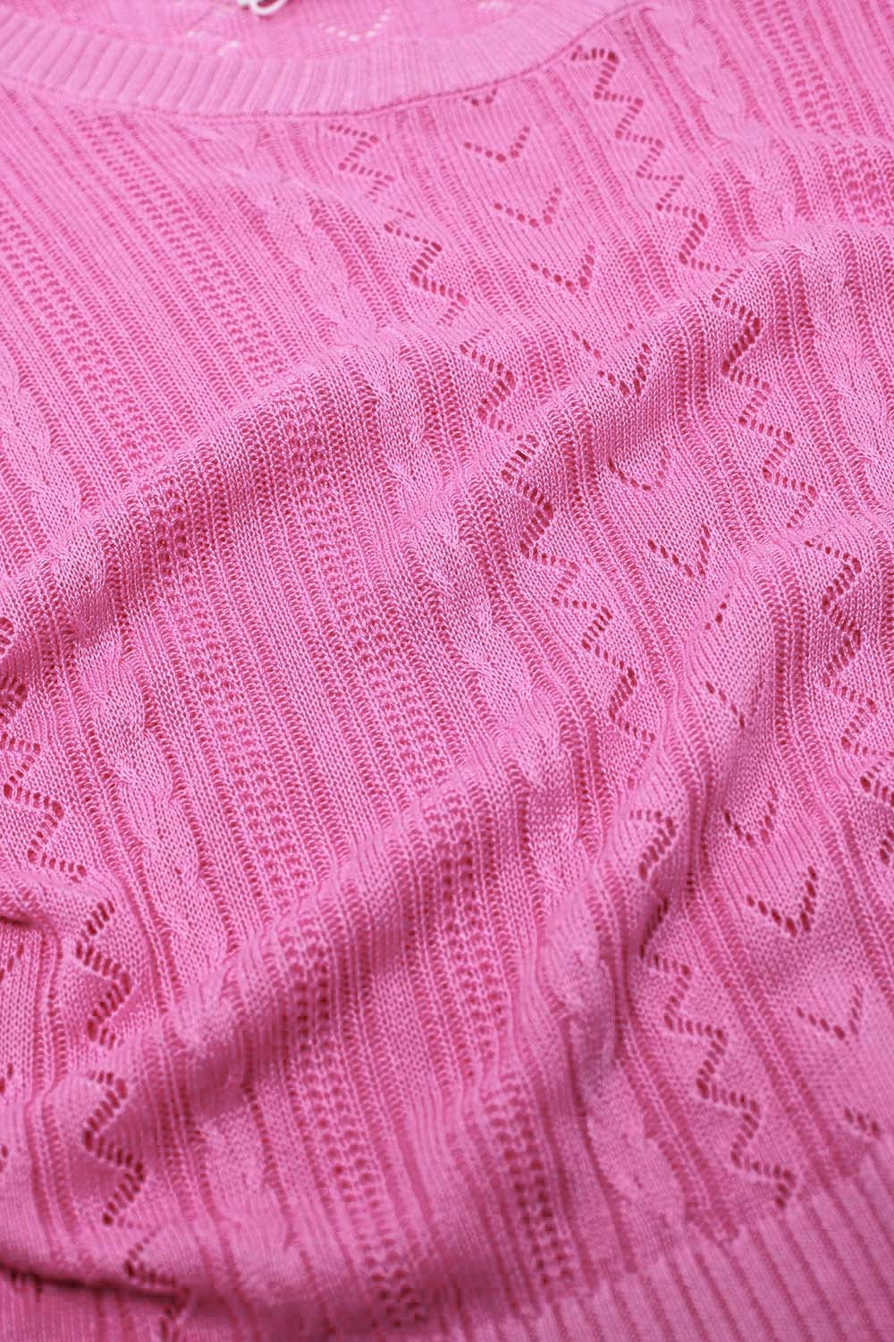Jersey de punto fucsia de manga 3/4 con detalles de rayas en zig zag Q2