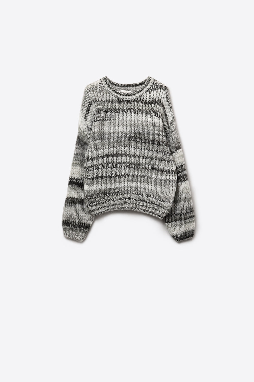 Q2 Jersey de punto grueso con diseño jaspeado en gris