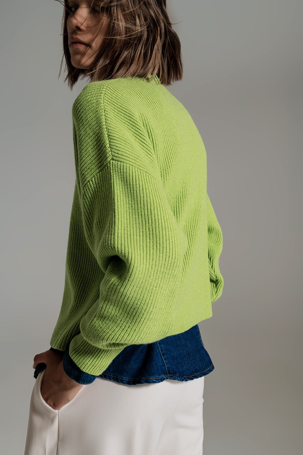 Jersey de punto grueso relajado en verde Q2