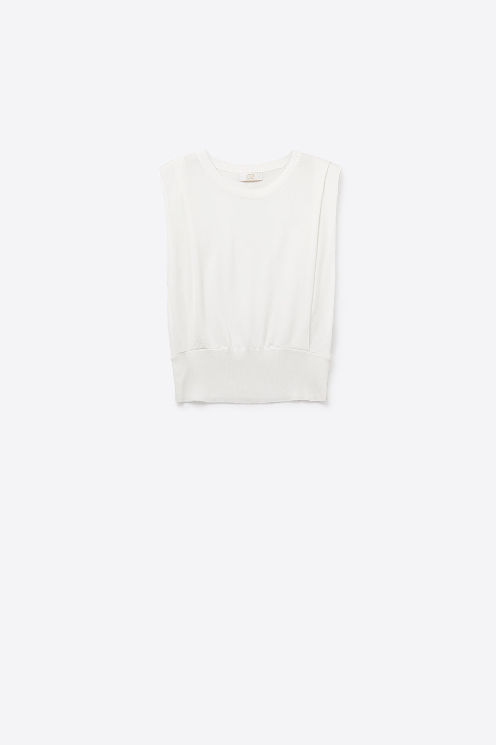Q2 Jersey de punto sin mangas con drapeado en los hombros en blanco