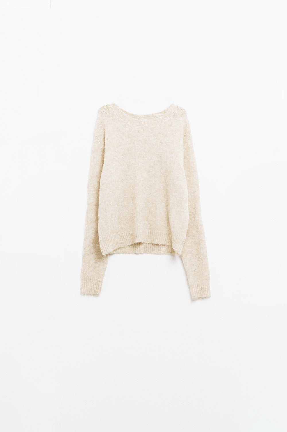 jersey de punto suave de corte estándar en beige Q2