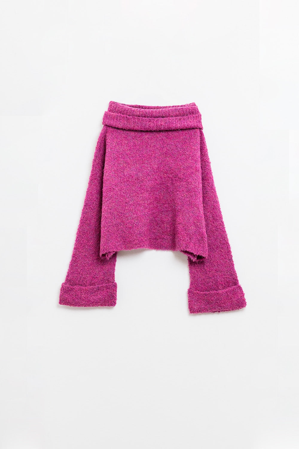 jersey de punto suave de cuello alto en color fucshia Q2