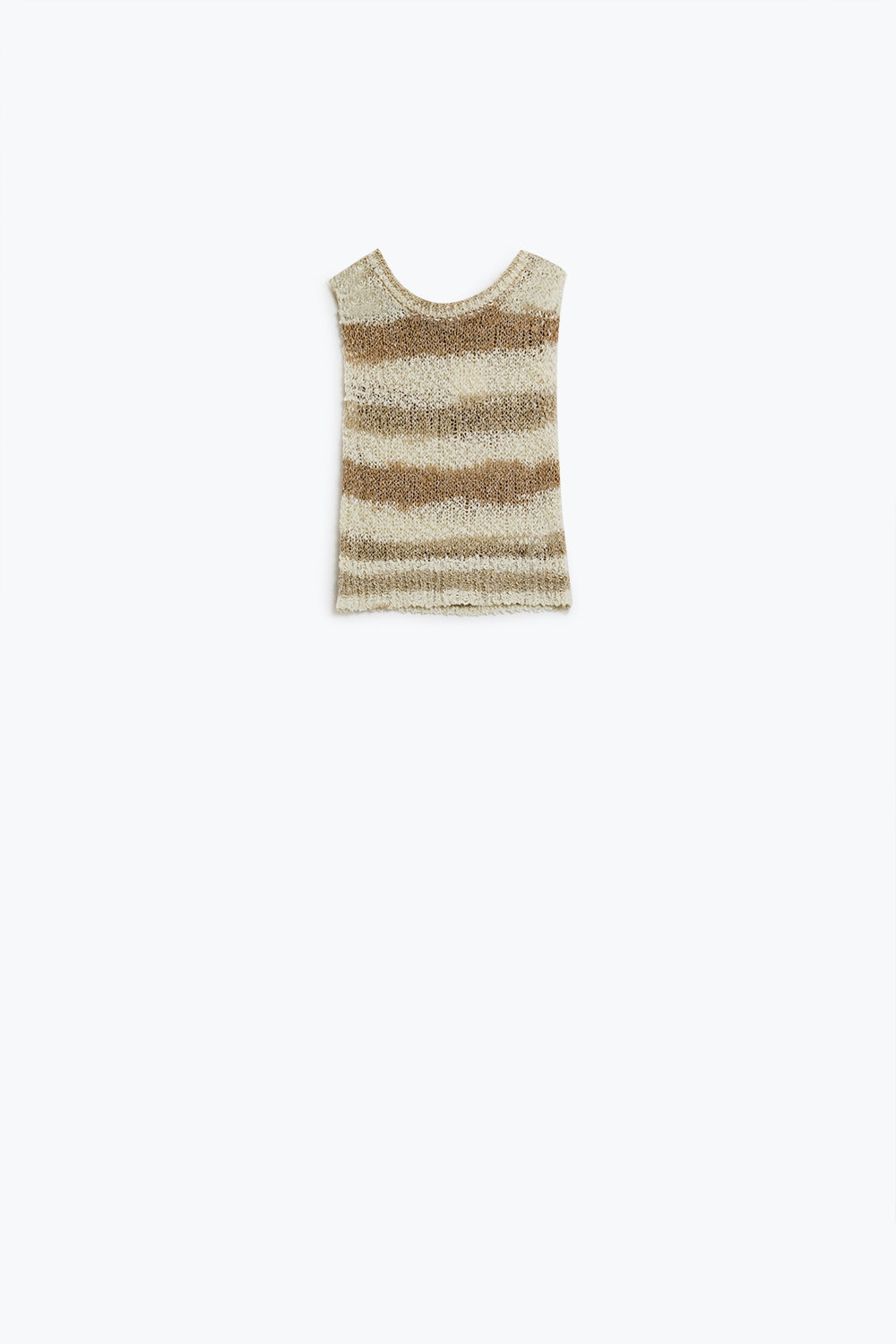 Jersey de punto Tints of Beige sin mangas con rayas y cuello redondo Q2