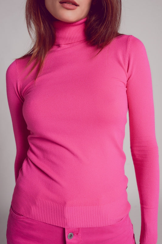 Q2 Jersey fucsia con cuello alto