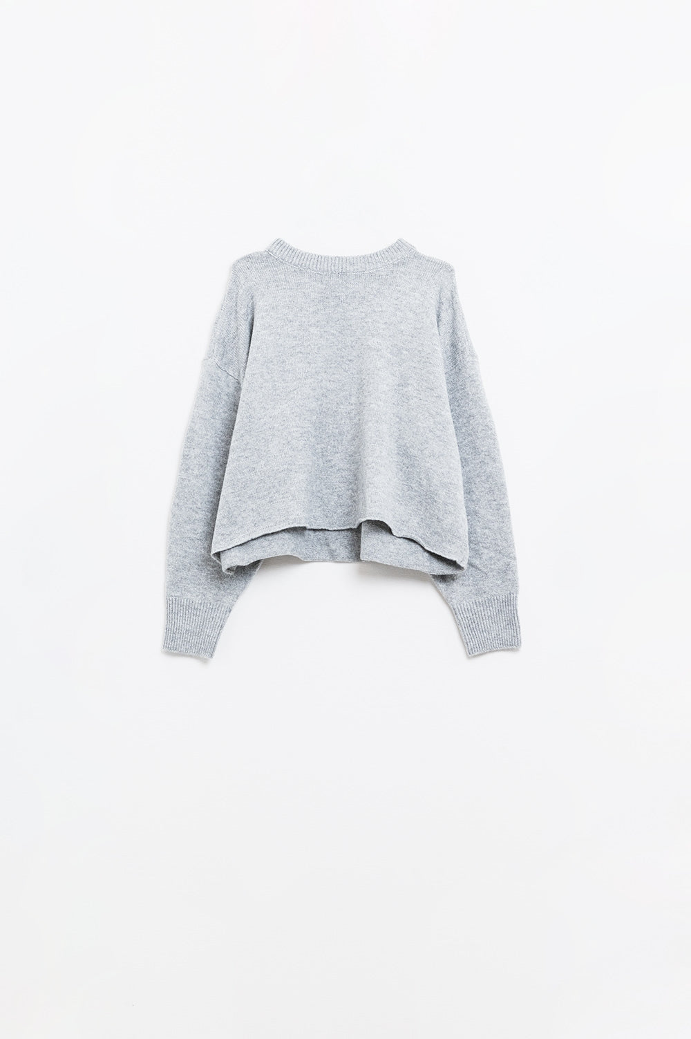 Jersey gris de punto suave con mangas globo Q2