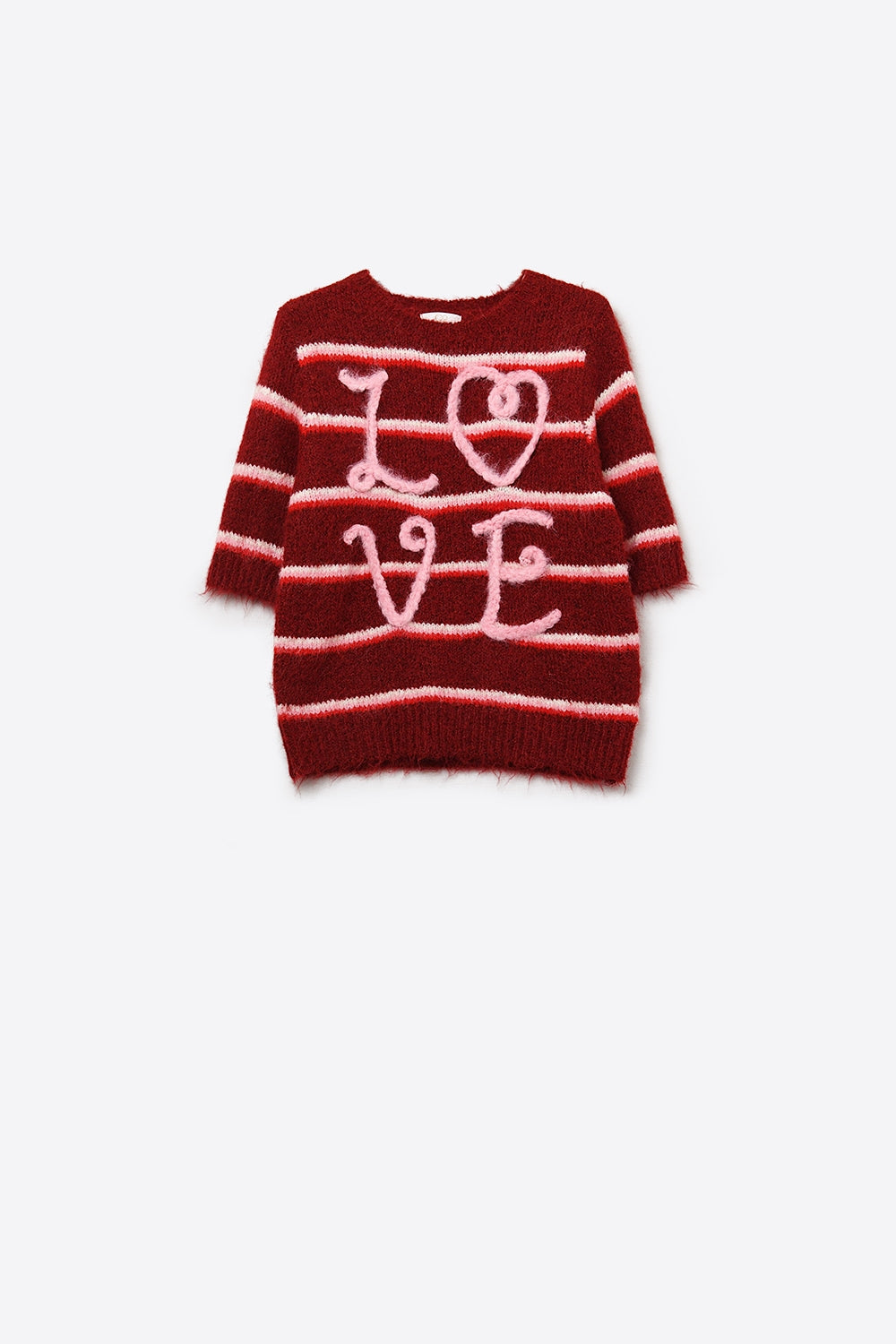 Jersey Love de manga corta bordado en burdeos Q2