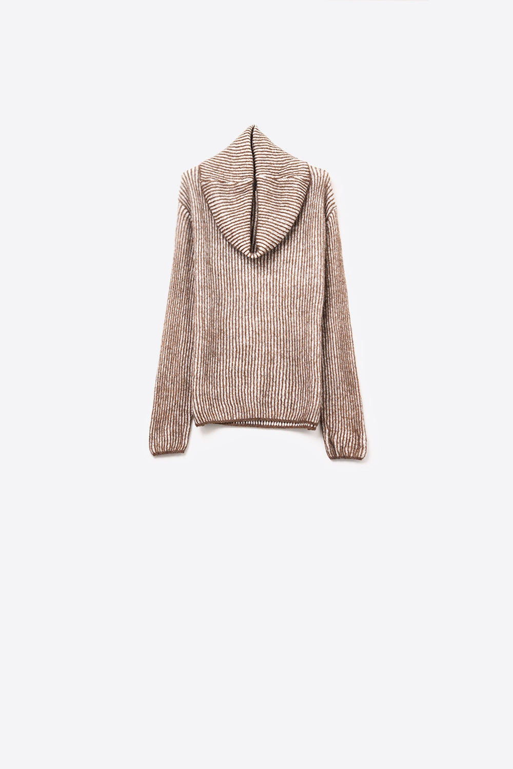 Q2 Jersey marrón de punto de canalé con cuello vuelto