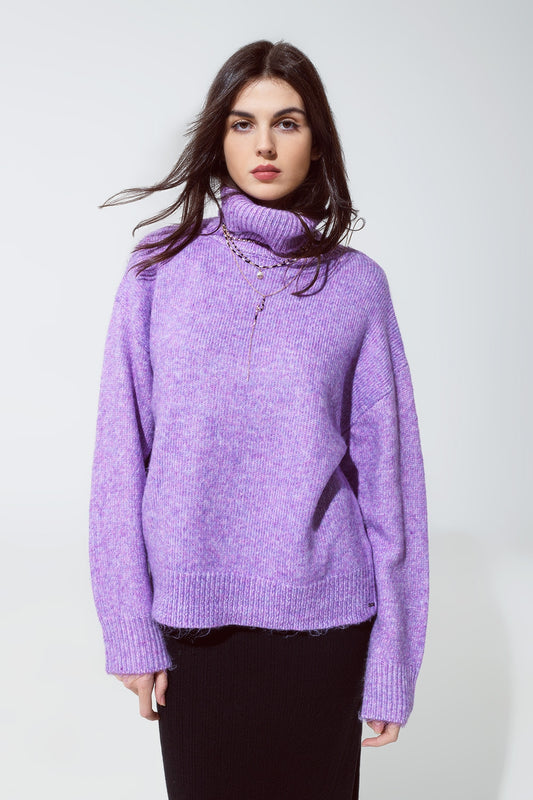 Q2 Jersey morado de cuello alto