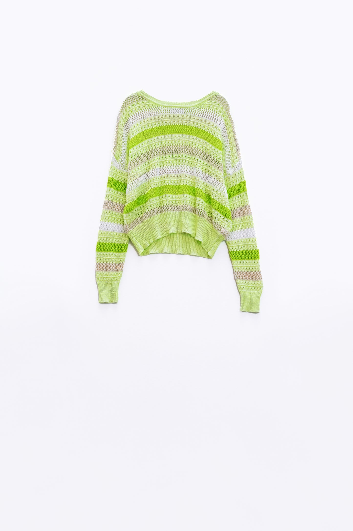 Q2 Jersey Multicolor Ligero De Manga Larga Con Cuello Barco