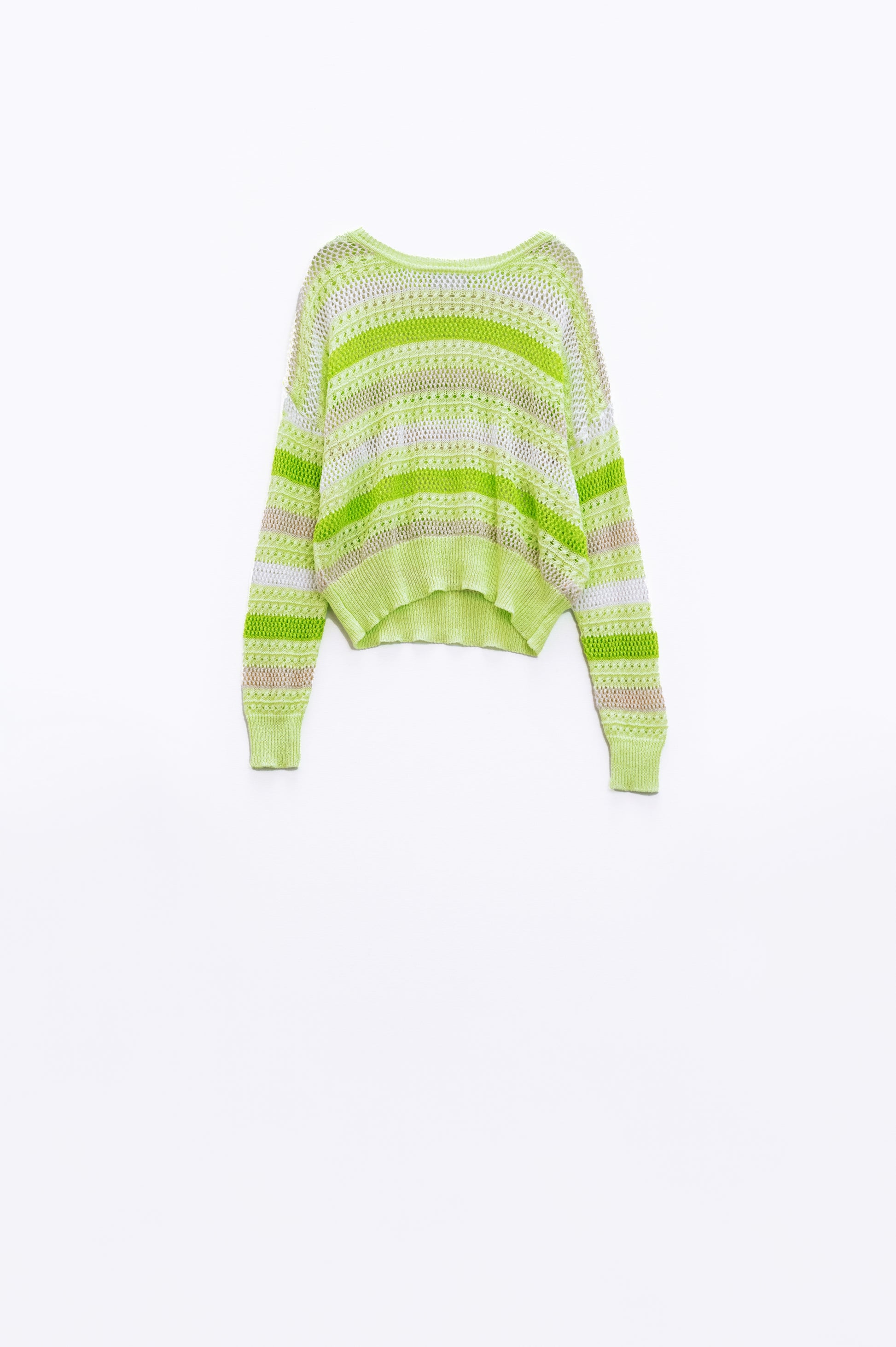 Q2 Jersey Multicolor Ligero De Manga Larga Con Cuello Barco