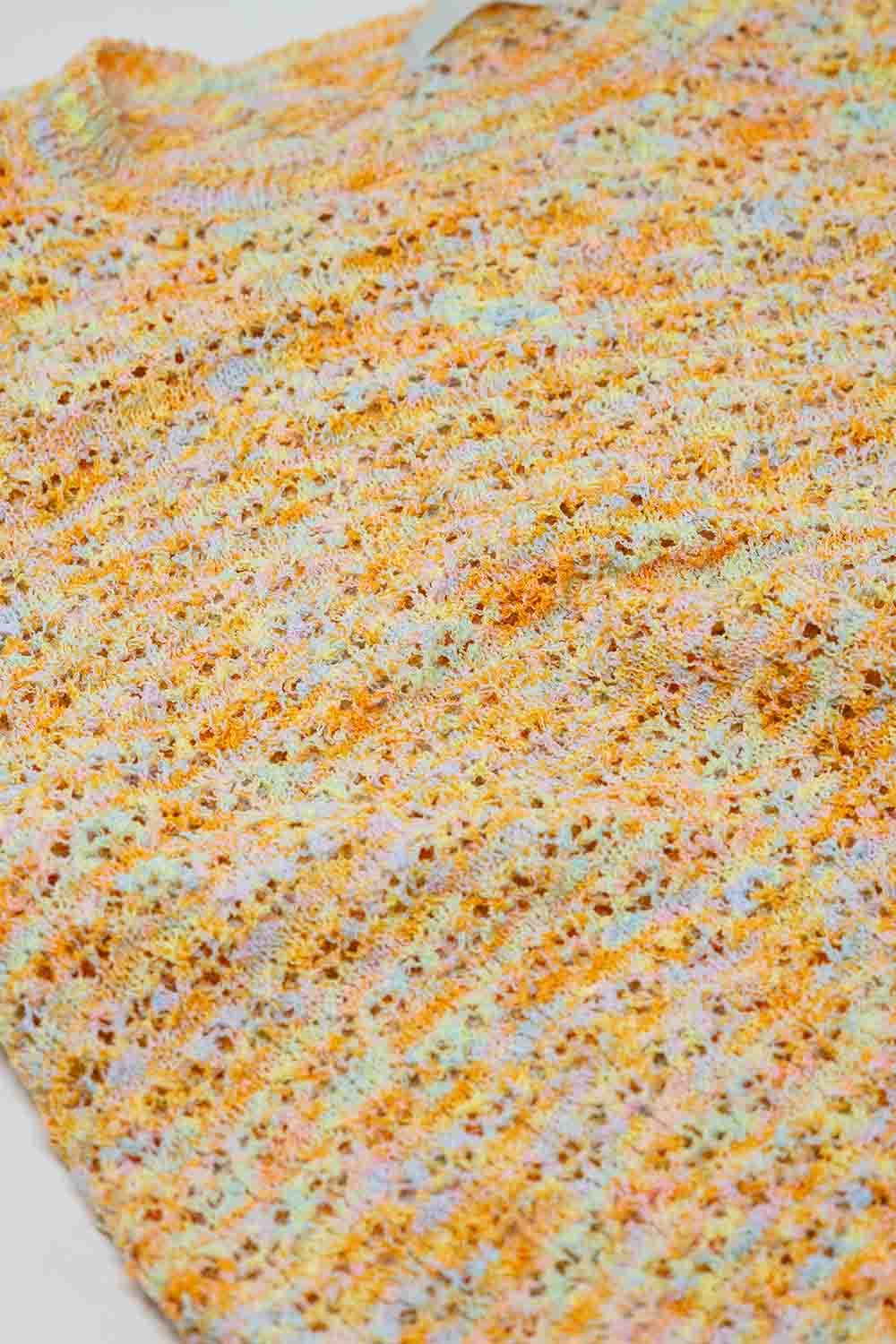 jersey naranja de punto de crochet de manga corta Q2