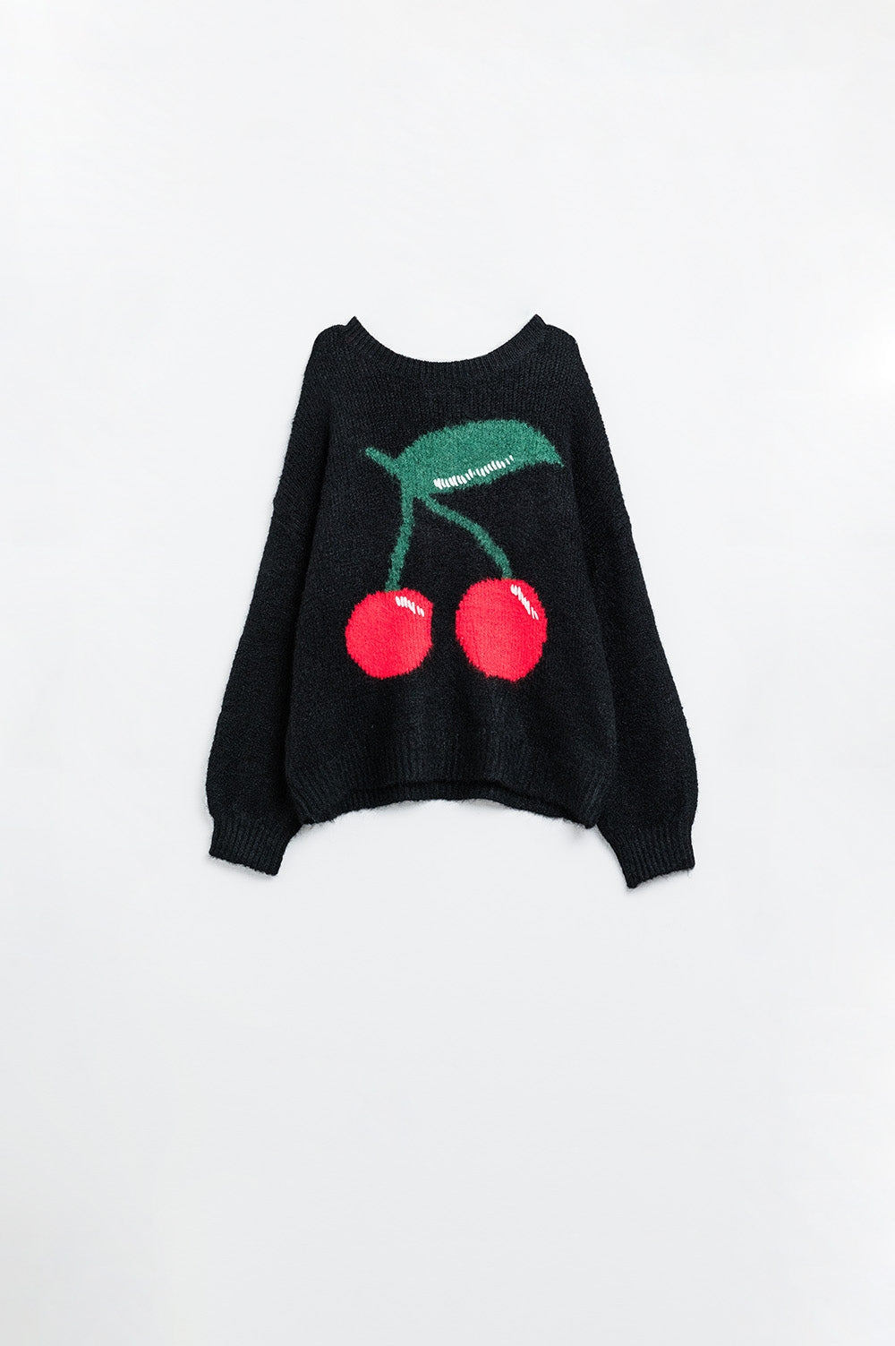 Q2 jersey negro con estampado de cerezas