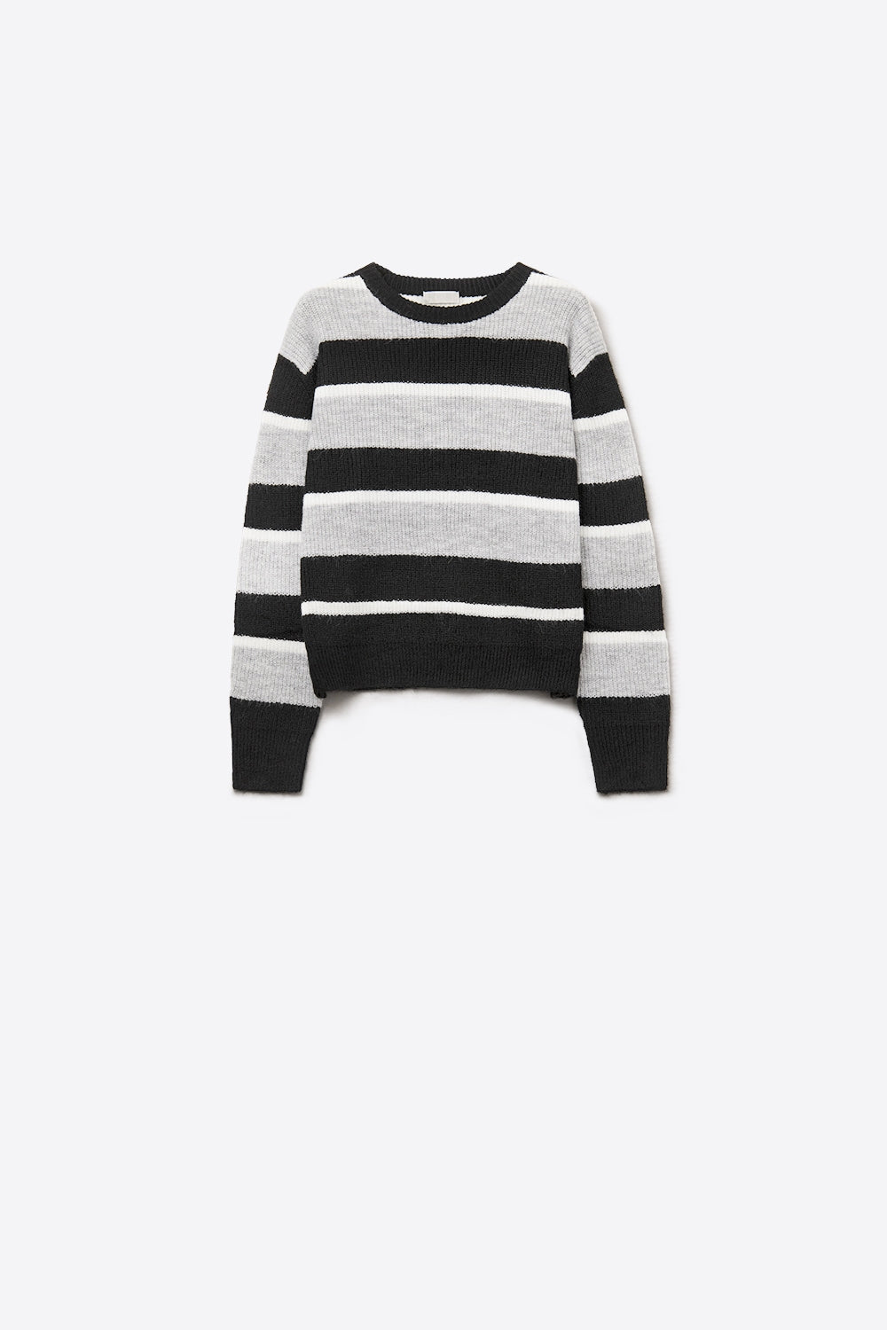 Jersey negro con rayas blancas y grises Q2