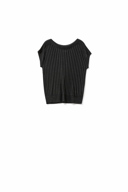 Q2 Jersey negro de punto fino con cuello barco