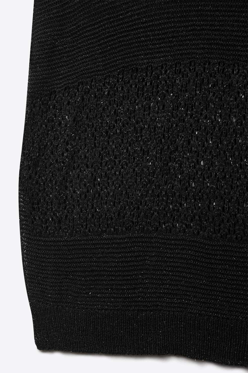 Jersey negro de suave punto abierto y mangas caídas Q2
